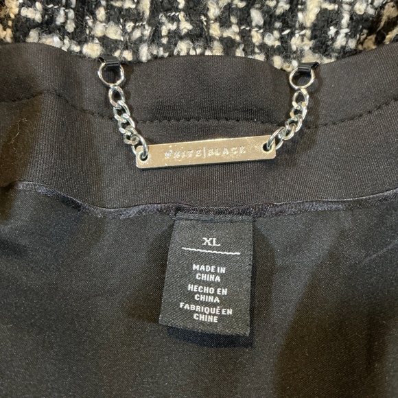 White House Black Market Tweed Mock Neck Puffer Vest Black White Size XL - Picture 5 of 9